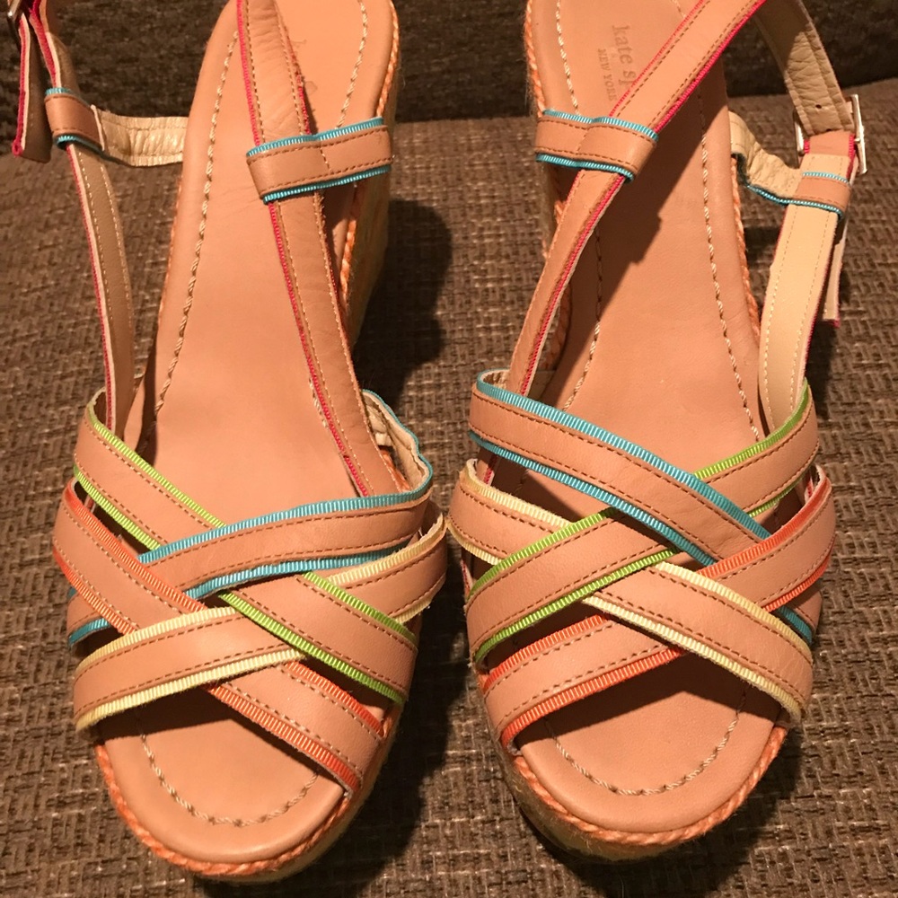 Kate Spade Rainbow Espadrille Wedges 9.5